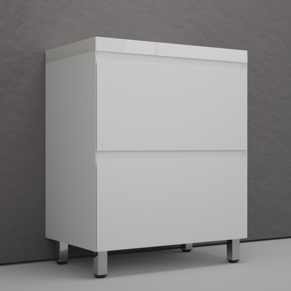 Тумба без раковины напольная "Манхэттен 70" ЭМАЛЬ 70 2 ящика PLUS белый матовый, ЛС-00002374