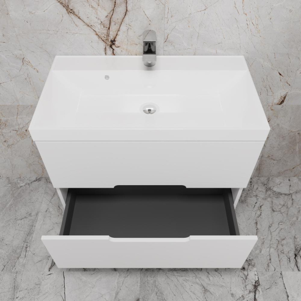 Тумба без раковины подвесная "Матис 80" 80 (2 ящика), Белый матовый, ЭМАЛЬ, ЛС-00002446