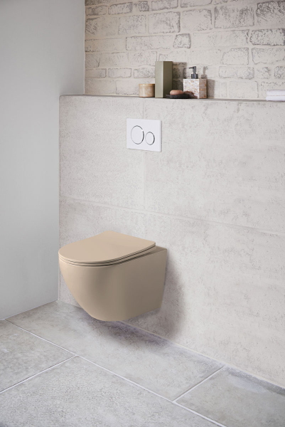 Унитаз подвесной Vincea Globo VT1-14SMC безободковый, цвет капучино мат., сиденье soft-close