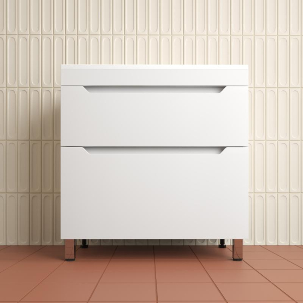 Тумба без раковины напольная "Остин" 100 2 ящ белый эмаль PLUS, ЛС-00002399