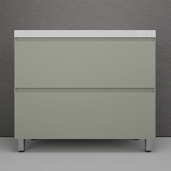 Тумба без раковины напольная "Манхэттен 100" ЭМАЛЬ 100 2 ящика PLUS олива, ЛС-00002370