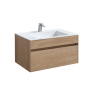Тумба с раковиной Vincea Chiara 800 подвесная, 1 выкатной ящик soft-close, N.Oak, VMC-2C800NO+VCB-13800G