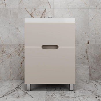 Тумба без раковины напольная "Матис 60" 60 (2 ящика), КРЕМ, ЭМАЛЬ, ЛС-00002431