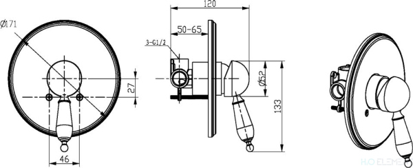 Смеситель Boheme Provanse Ripresa 365 для душа С ВНУТРЕННЕЙ ЧАСТЬЮ