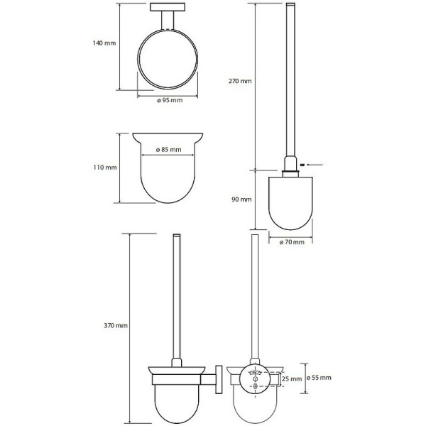 GRAPHIT: Держатель для туалетной щетки, черная ершик