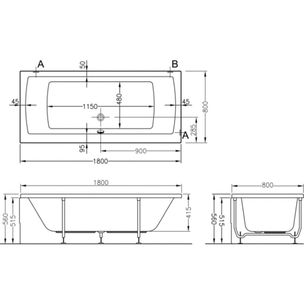 Акриловая ванна Vitra Neon 180x80 52540001000 Акриловая ванна Vitra Neon 180x80 52540001000