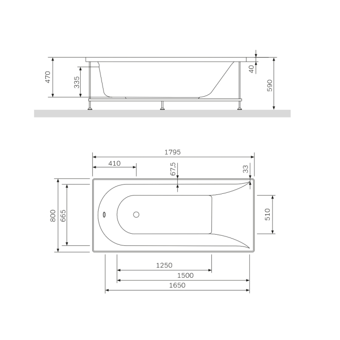 Акриловая ванна AM.PM Spirit 180x80 без гидромассажа
