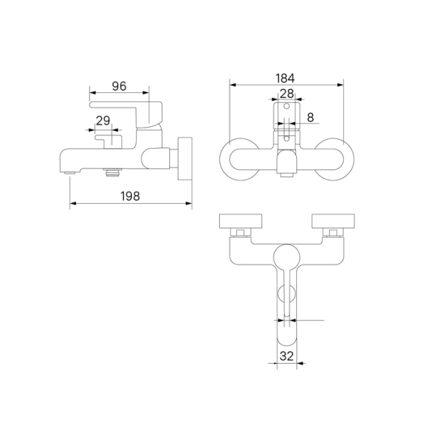 Смеситель для ванны, хром матовый, Aiger, IDDIS (AIGBC00i02WA)