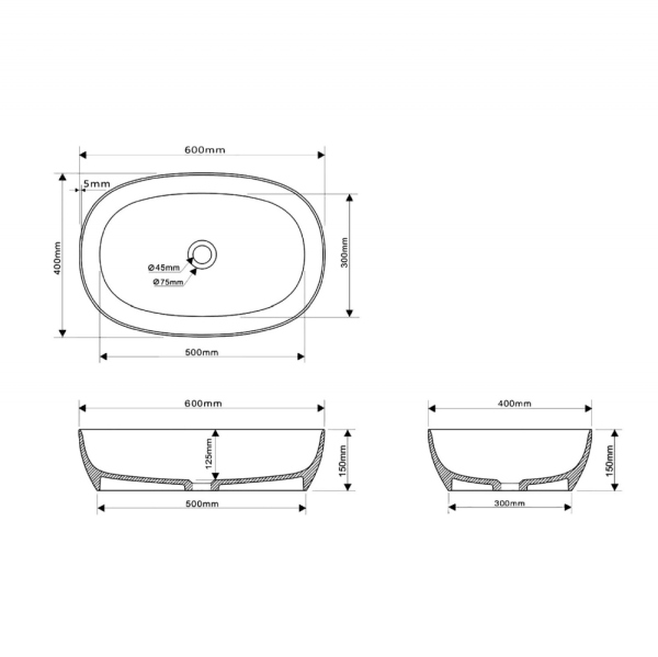Раковина накладная ABBER Stein AS2633 белая матовая