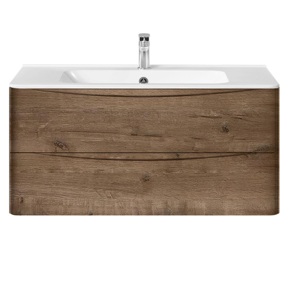 Тумба с раковиной Vincea Paola 1000 подвесная, 2 выкатных ящика soft close, V.Oak, VMC-2P100VO+VCB-2VP100W Тумба с раковиной Vincea Paola 1000 подвесная, 2 выкатных ящика soft close, V.Oak, VMC-2P100VO+VCB-2VP100W