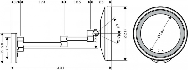 Косметическое зеркало Hansgrohe Logis Universal 73560000