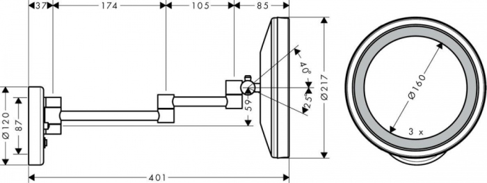 Косметическое зеркало Hansgrohe Logis Universal 73560000