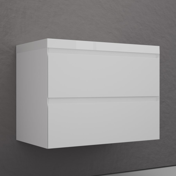Тумба без раковины подвесная "Манхэттен 80" ЭМАЛЬ 80 2 ящика PLUS белый матовый, ЛС-00002359