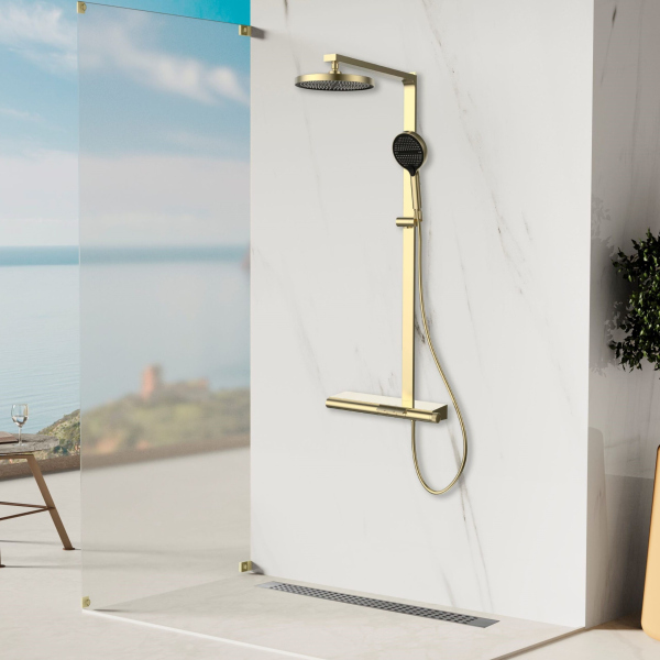 Душевая стойка Vincea Aspire VSFS-4AS1BG с изливом, брашированное золото