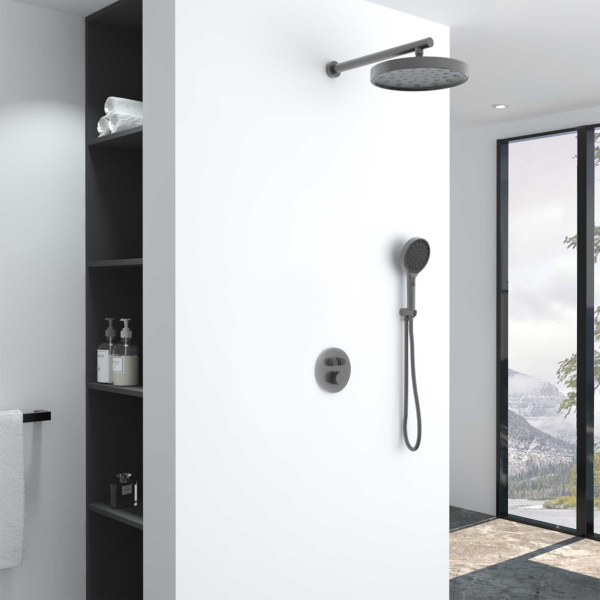 Душевой комплект Vincea Inspire VSFW-3I22MT2GM встраиваемый, вороненая сталь