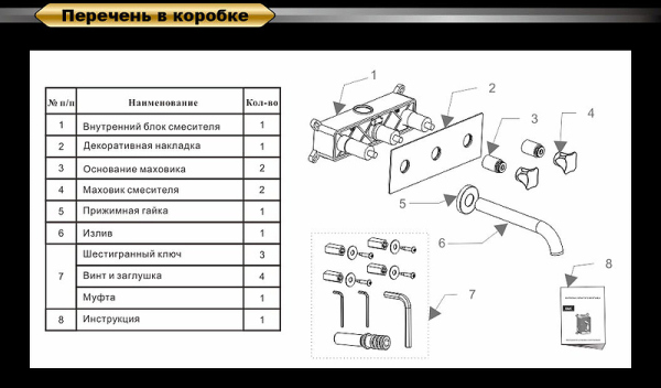 Смеситель для раковины встраиваемый D&K Hessen Goethe (DA1384441)