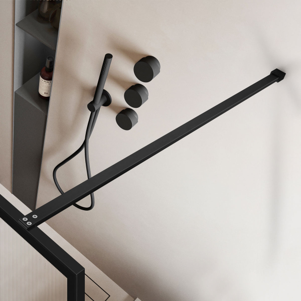 Душевая перегородка Vincea Walk-In VSW-1HP900FLB, 900*2000, черный матовый, стекло рифленое