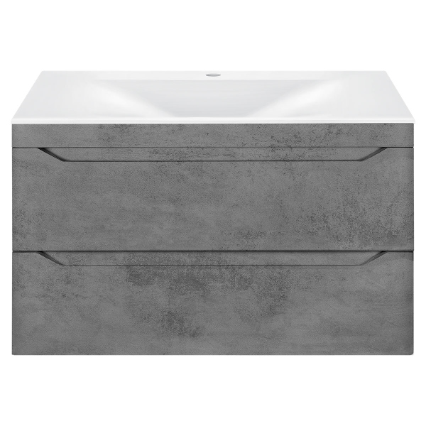 Тумба с раковиной Vincea Fine 800 подвесная, 2 выкатных ящика soft close, Beton, VMC-2F800BT+VCB-1F800W
