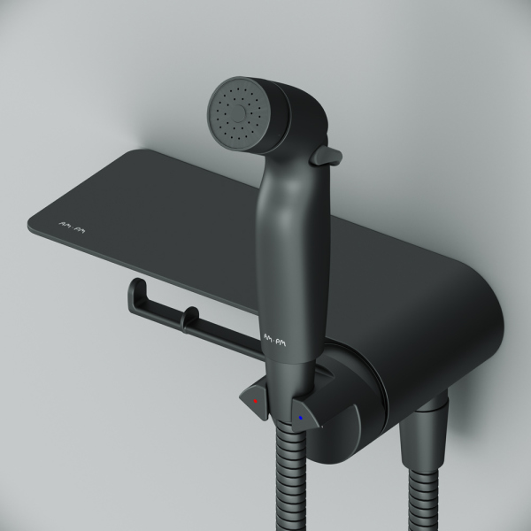 Смеситель, монтируемый в стену с гигиеническим душем и полкой AM.PM Func, F0H8F922
