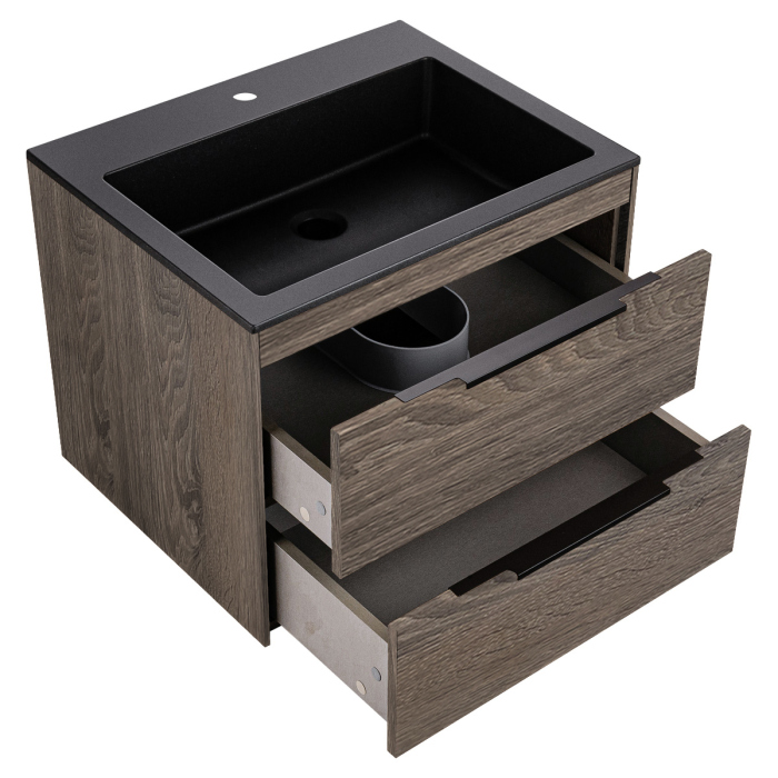 Тумба с раковиной Vincea Chiara 2D 600 подвесная, R.Oak, VMC-2C2600RO+VCB-13600B