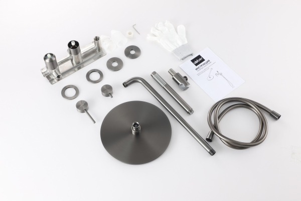 Душевая система ABBER Wasser Kreis 316 AF8118BGG, оружейная сталь брашированная