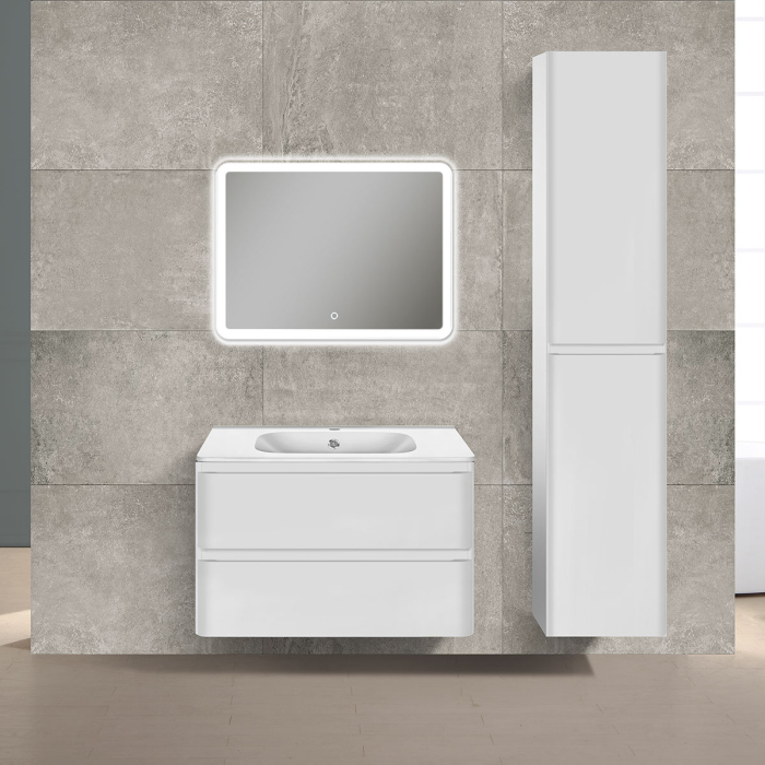 Тумба с раковиной Vincea Vico 800 подвесная, 2 выкатных ящика soft close, G.White, VMC-2V800GW+VCB-2VP800W