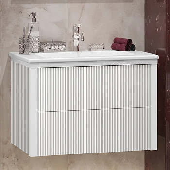 Тумба без раковины Opadiris Рубинно 80 подвесная, белый глянцевый, 00-00007341