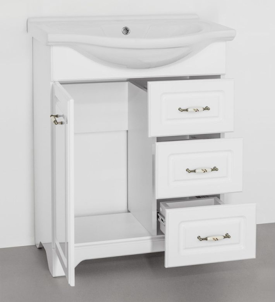 Тумба для комплекта Style Line Олеандр-2 65 Люкс 3 ящика, белая