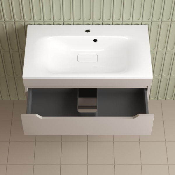 Тумба без раковины подвесная "Остин" 80 2 ящ крем эмаль PLUS, ЛС-00002405