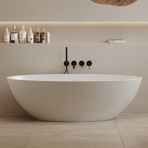 Ванна из искусственного камня ABBER Stein AS9625-1.6 белая матовая