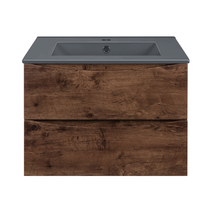 Тумба с раковиной Vincea Mia 600 подвесная, 2 выкатных ящика soft close, R.Wood, VMC-2MC600RW+VBS-13960MB