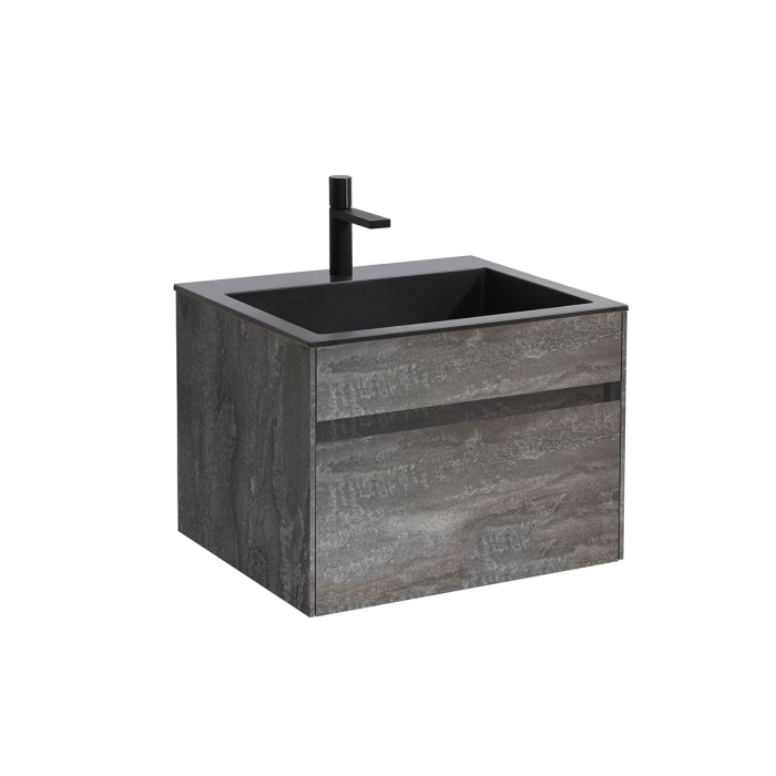 Тумба с раковиной Vincea Chiara 600 подвесная, 1 выкатной ящик soft-close, G.Stone, VMC-2C600GS+VCB-13600G