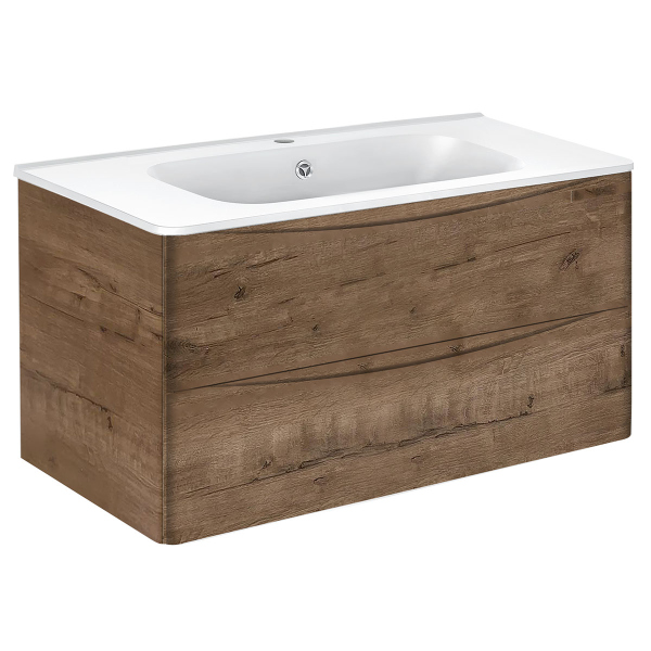 Тумба с раковиной Vincea Paola 1000 подвесная, 2 выкатных ящика soft close, V.Oak, VMC-2P100VO+VCB-2VP100W Тумба с раковиной Vincea Paola 1000 подвесная, 2 выкатных ящика soft close, V.Oak, VMC-2P100VO+VCB-2VP100W