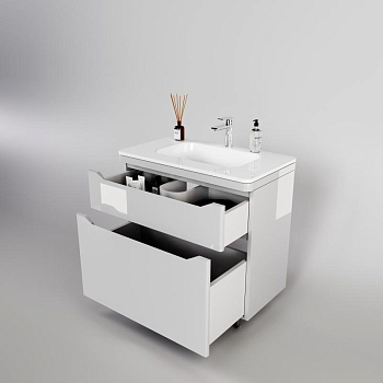 Тумба без раковины Style Line напольная "Марелла 90" (2 ящ.) белый глянец, PLUS, СС-00002417