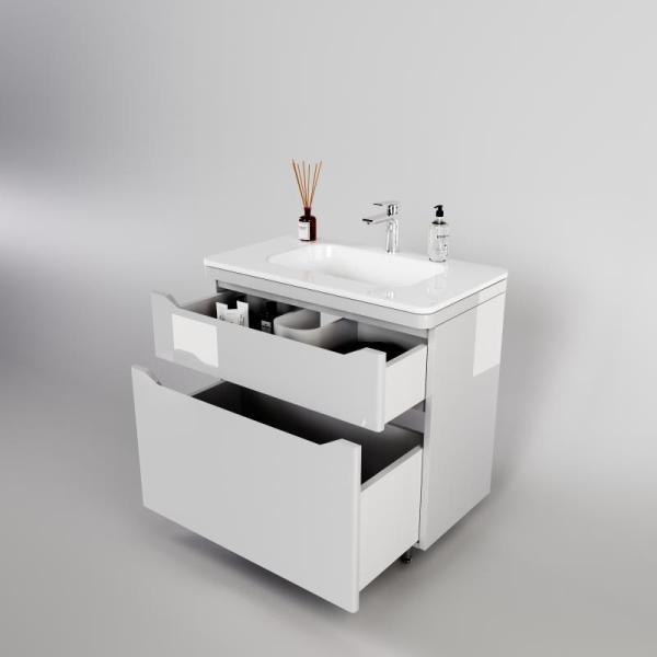 Тумба без раковины Style Line напольная "Марелла 90" (2 ящ.) белый глянец, PLUS, СС-00002417