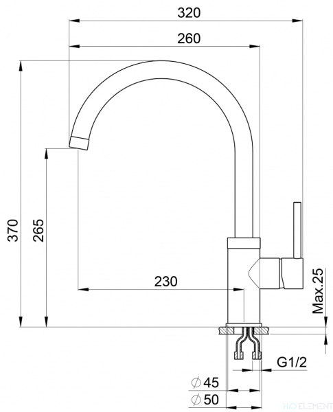 Смеситель для кухонной мойки Granula, GR-2125 брют
