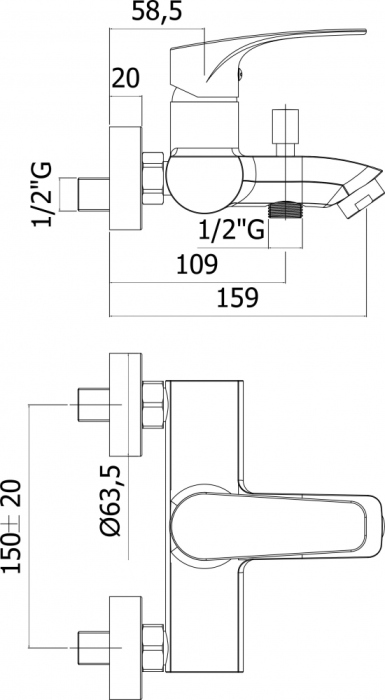Смеситель Paffoni Lime LM022CR для ванны с душем