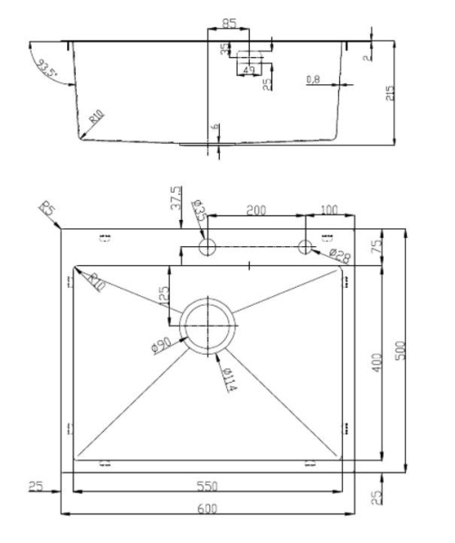 Кухонная мойка D&K нержавеющая сталь сатин (DKS605004)