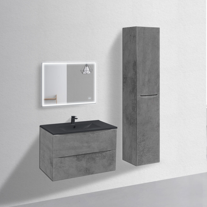 Тумба с раковиной Vincea Mia 800 подвесная, 2 выкатных ящика soft close, Beton, VMC-2MC800BT+VBS-13980