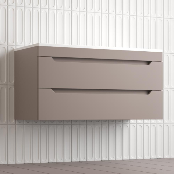 Тумба без раковины подвесная "Остин" 100 2 ящ тауп темный эмаль PLUS, ЛС-00002410