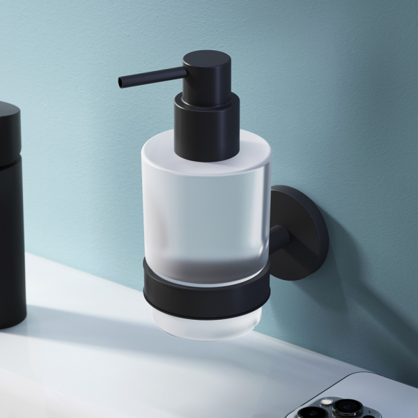 Стеклянный диспенсер для жидкого мыла с настенным держателем, черный AM.PM X-Joy, A85A36922