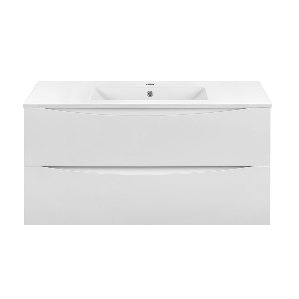 Тумба с раковиной Vincea Mia 1000 подвесная, 2 выкатных ящика soft close, G.White, VMC-2MC100GW+VBS-13100 Тумба с раковиной Vincea Mia 1000 подвесная, 2 выкатных ящика soft close, G.White, VMC-2MC100GW+VBS-13100