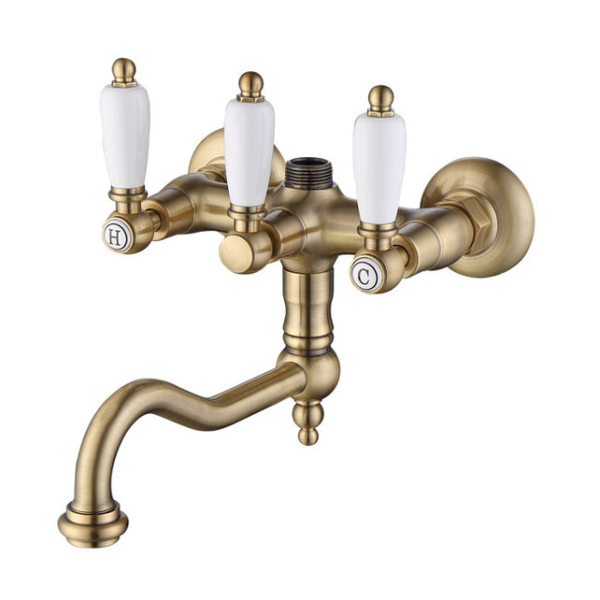 Смеситель для ванной со штуцером 3/4", поворотный излив (бронза) Caprigo, 03-518-vot