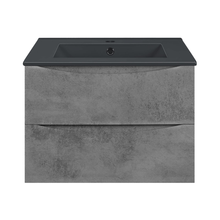 Тумба с раковиной Vincea Mia 600 подвесная, 2 выкатных ящика soft close, Beton, VMC-2MC600BT+VBS-13960MB