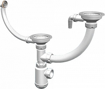 Сифон 2-ой Санпласт GRAND с круглым переливом + гофра. арт СНР391-11-01