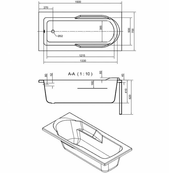 Ванна Cersanit прямоугольная SANTANA 150x70 Ванна Cersanit прямоугольная SANTANA 150x70