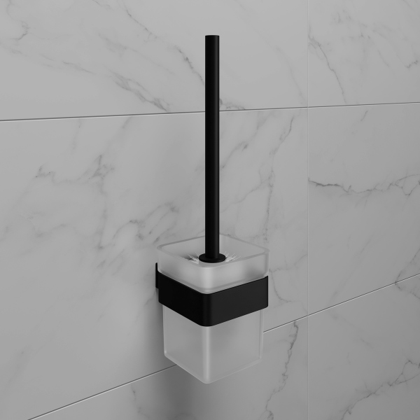 Ершик для унитаза Lemark SMOOTH LINE с держателем, чёрный матовый (9762020)