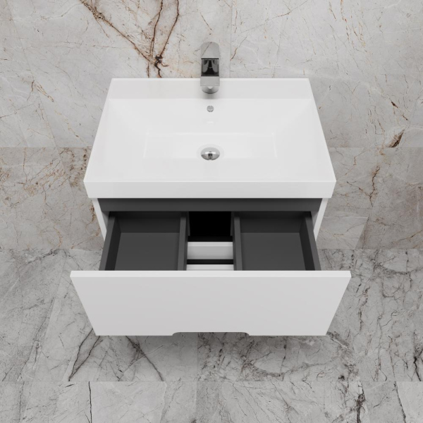 Тумба без раковины подвесная "Матис 70" 70 (2 ящика), Белый матовый, ЭМАЛЬ, ЛС-00002445