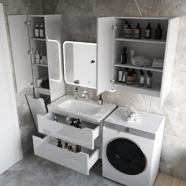 Тумба без раковины Style Line подвесная "Марелла 80" (2 ящ.) белый глянец, PLUS, СС-00002411