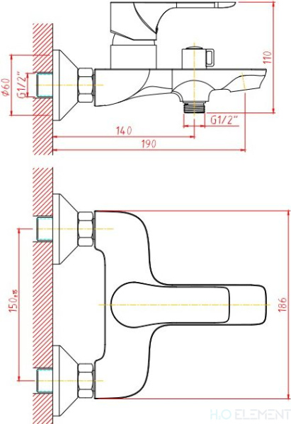 Смеситель 1 Orange Aristo M19-100w для ванны с душем